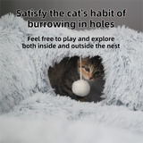2-in-1 Dark Blue Tie-Dye Donut-Shaped Cat Tunnel Bed -  Spacious 85cm Pet Play Tunnel & Lounger, Durable Fabric for Cats & Kittens