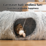 2-in-1 Dark Grey Tie-Dye Donut-Shaped Cat Tunnel Bed -  Spacious 85cm Pet Play Tunnel & Lounger, Durable Fabric for Cats & Kittens - Side View