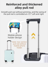 Black 14 Inch Lightweight Carry-on Luggage for heights over 1.6m - Underseat & Overhead Cabin Hardside Suitcase with Cup Holder & Phone Stand - 45-Degree Angle