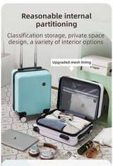 White 16 Inch Lightweight Carry-on Luggage for heights under 1.6m - Underseat & Overhead Cabin Hardside Suitcase