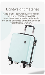 Black 16 Inch Lightweight Carry-on Luggage for heights over 1.6m - Underseat & Overhead Cabin Hardside Suitcase - Front View