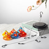 Outdoor Hand-Blown Glass Bird Feeder - 6-Color Durable Weather-Proof Bird Waterer, Includes Funnel & Hanging Plate