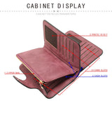 Pink Large Capacity Long Wallet Frosted PU Leather Clutch Bag with 14 Card Slots and Zipper Compartment fits Smartphone for Everyday Use Australia - Side View
