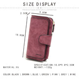 Purplish red Large Capacity Long Wallet Frosted PU Leather Clutch Bag with 14 Card Slots and Zipper Compartment fits Smartphone for Everyday Use Australia - Top-Down View