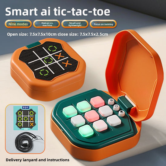 2 Pack Orange AI Tic-Tac-Toe Handheld Game Electronic Logic Training Machine with 9 Game Modes and Light-up Buttons for Kids Age 3+ Australian Home Travel