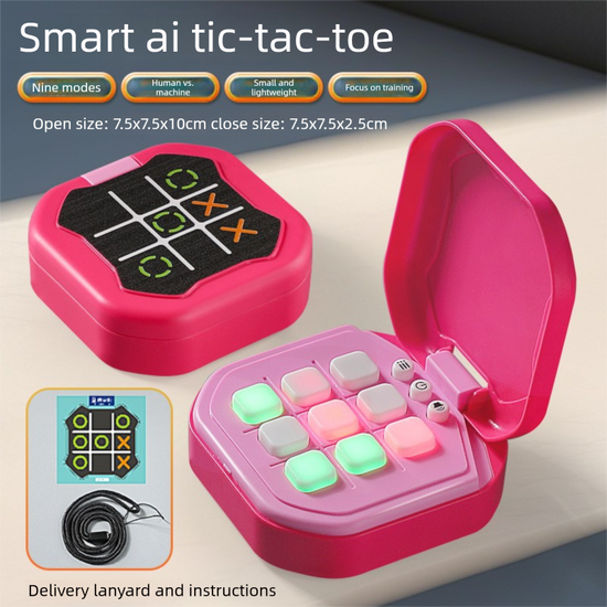 2 Pack Red AI Tic-Tac-Toe Handheld Game Electronic Logic Training Machine with 9 Game Modes and Light-up Buttons for Kids Age 3+ Australian Home Travel