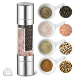 2 Pack 2-in-1 Stainless Steel Manual Spice Grinder Dual Head Salt and Pepper Mill with Adjustable Coarseness for Australian BBQ Kitchen and Travel - Front View