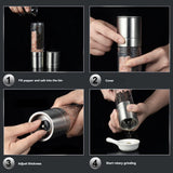 2 Pack 2-in-1 Stainless Steel Manual Spice Grinder Dual Head Salt and Pepper Mill with Adjustable Coarseness for Australian BBQ Kitchen and Travel - Top-Down View