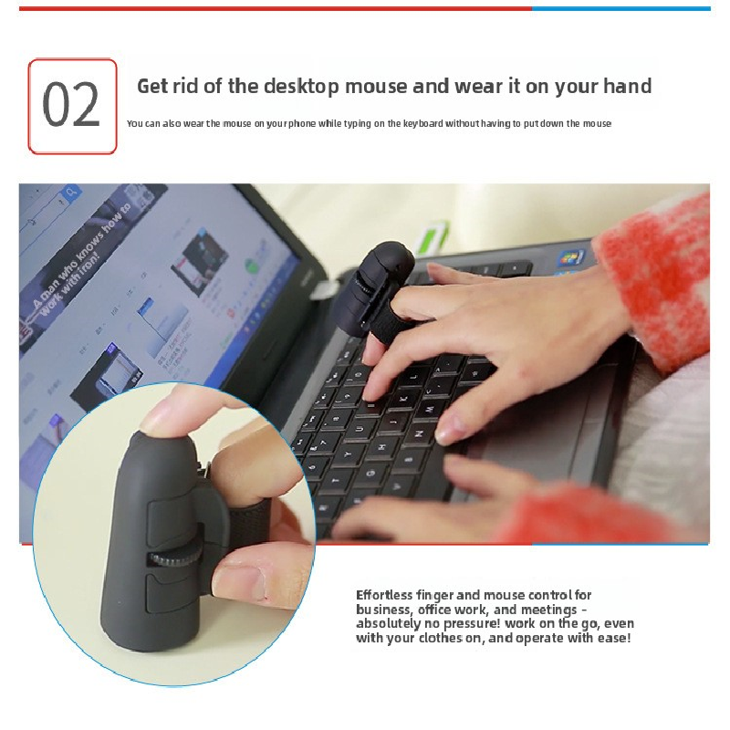 Black Wireless Finger Mouse Rechargeable 2.4G Ring Mouse for Laptop Tablet Smartphone Ergonomic Mini Mouse for Mobile Office and Travel Australian Lifestyle