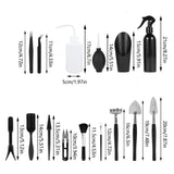 Black 13 Piece Succulent Gardening Tool Set with 50x50cm Repotting Mat and Storage Bag for Indoor Miniature Plant Care Home Gardening Gift Australia - Top-Down View