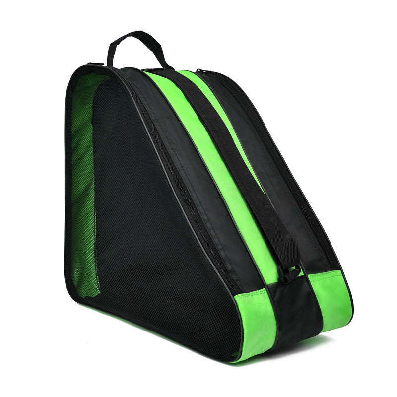 Green 3-Compartment Roller Skate Bag Breathable Mesh Ice Skate Carrier with Adjustable Shoulder Strap for Kids and Adults Australian Sports Accessories
