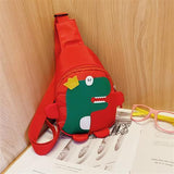Red Kids Cartoon Dinosaur Chest Bag Cute Lightweight Nylon Crossbody Shoulder Pack for Toddlers Outings and Travel New Arrival Gift