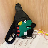 Black Kids Cartoon Dinosaur Chest Bag Cute Lightweight Nylon Crossbody Shoulder Pack for Toddlers Outings and Travel New Arrival Gift