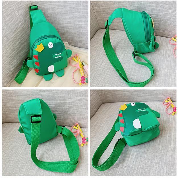 Black Kids Cartoon Dinosaur Chest Bag Cute Lightweight Nylon Crossbody Shoulder Pack for Toddlers Outings and Travel New Arrival Gift