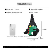 Black Kids Cartoon Dinosaur Chest Bag Cute Lightweight Nylon Crossbody Shoulder Pack for Toddlers Outings and Travel New Arrival Gift