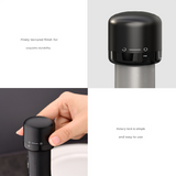 2-PCS Mini Red Wine Stopper Leak Proof Food Grade Silicone Vacuum Seal Reusable Wine Bottle Cap for Freshness Preservation Australian Home Use Black - Front View