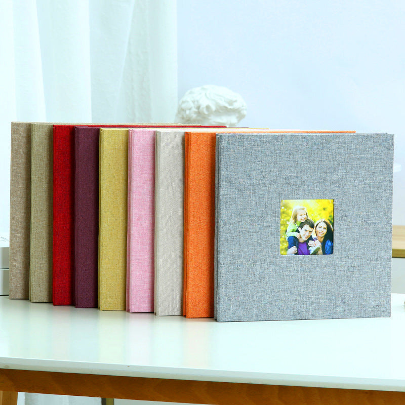 Sky blue Linen Self-Adhesive Photo Album DIY Scrapbook with Cover Window 11x10.6 Inch for Family Wedding Travel Memories Preservation Australian Home