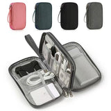 2-PCS Pink Double Layer Travel Electronics Organizer Bag Waterproof Cable Pouch for Power Bank and Phone Portable Storage for Australians - Side View