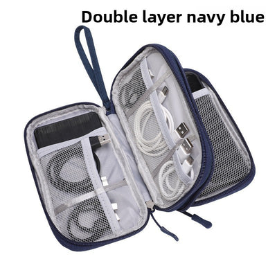 2-PCS Navy blue Double Layer Travel Electronics Organizer Bag Waterproof Cable Pouch for Power Bank and Phone Portable Storage for Australians