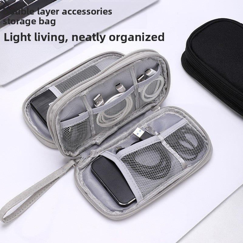 2-PCS Navy blue Double Layer Travel Electronics Organizer Bag Waterproof Cable Pouch for Power Bank and Phone Portable Storage for Australians
