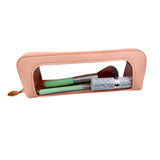 2-Pcs Pink Transparent Makeup Brush Case – Portable Zippered Cosmetic Pouch with Clear Window for Travel and Daily Use in Australia
