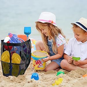 2-PCS Sky blue Mesh Beach Tote Bag – Large Capacity Swim Gear Organizer with Multiple Pockets for Shoes, Swimsuits, and Essentials