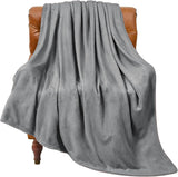 Grey Ultra-Soft Coral Fleece Blanket – Lightweight Summer Throw for Office Naps, Air Conditioning, and Cozy Home Use(150*200cm) - Front View