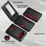 Carbon Fiber Slim Bifold Wallet for Men with RFID Blocking Pop-up Card Ejector and Magnetic Closure Minimalist Design for Australian Daily Use - Front View