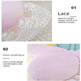 Brown Elegant Butterfly Lace Throw Pillow 60x45cm Soft Decorative Cushion for Sofa Bedroom Office and Car Comfort Backrest Accessory - Side View
