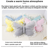 Brown Elegant Butterfly Lace Throw Pillow 60x45cm Soft Decorative Cushion for Sofa Bedroom Office and Car Comfort Backrest Accessory - 45-Degree Angle
