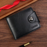 Black Men's PU Leather Wallet with Magnetic Clasp and Zipper Pocket for Cards Cash and Coins Ideal for Daily Use in Australia