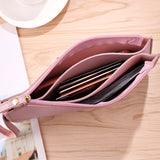 Pink Women's Soft PU Leather Double-Layer Zip Wallet with Wrist Strap – Spacious Card, Cash and Phone Holder for Students and Everyday Use in Australia