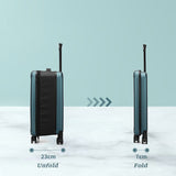 Blue 20 Inch Foldable Carry-on Suitcase Ultra Lightweight 2.1kg Hard Shell Luggage with 360 Spinner Wheels and Combination Lock for Australian Travel