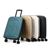 White 20 Inch Foldable Carry-on Suitcase Ultra Lightweight 2.1kg Hard Shell Luggage with 360 Spinner Wheels and Combination Lock for Australian Travel - Front View