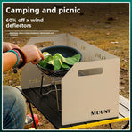 khaki Heavy-Duty 4-Fold Camping Stove Windshield Portable Steel Wind Deflector for Outdoor Cooking and Picnics with Storage Bag