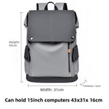 Light grey Men Large Capacity Business Laptop Backpack Waterproof PU Leather Travel Rucksack with USB Port for Work and Travel in Australia