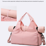 Purple Women Large Capacity Yoga Gym Bag with Shoe Compartment and Mat Strap Water Resistant Travel Duffel Lightweight Tote for Fitness and Weekend Trips - Front View