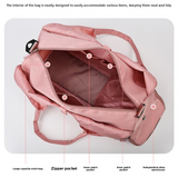 Purple Women Large Capacity Yoga Gym Bag with Shoe Compartment and Mat Strap Water Resistant Travel Duffel Lightweight Tote for Fitness and Weekend Trips - Side View