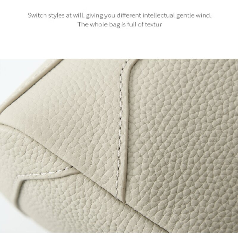 Grey Women Genuine First Layer Cowhide Boston Bag Fashionable Handheld Crossbody Shoulder Bag with 115cm Adjustable Strap