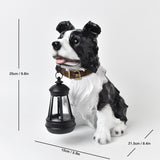 Solar Dog Garden Statue with Lantern Waterproof Resin Puppy Ornament for Outdoor Patio Pathway Backyard Decoration Australian Pet Lovers(D)