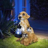 Solar Dog Garden Statue with Lantern Waterproof Resin Puppy Ornament for Outdoor Patio Pathway Backyard Decoration Australian Pet Lovers(D)