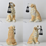 Solar Dog Garden Statue with Lantern Waterproof Resin Puppy Ornament for Outdoor Patio Pathway Backyard Decoration Australian Pet Lovers(D)