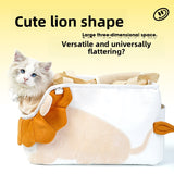 Lion Shape Pet Carrier Bag Large Capacity Breathable Mesh Adjustable Opening Portable Handheld Shoulder Travel Bag for Local Pet Owners and Small Animals - Rear View