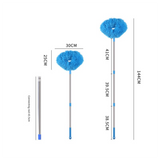 Rose Red Long Handle Ceiling Fan Duster with Hollow Microfiber Head and Extendable Stainless Steel Pole for High Reach Home Cleaning Efficiency - 45-Degree Angle