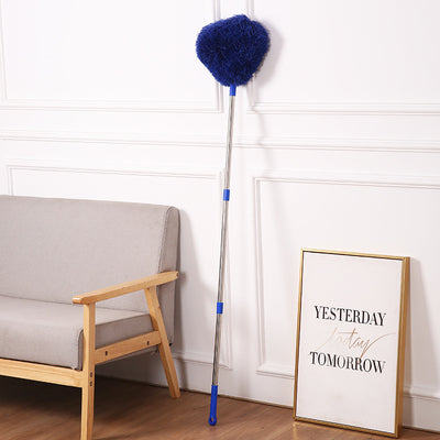 Royal blue Long Handle Ceiling Fan Duster with Hollow Microfiber Head and Extendable Stainless Steel Pole for High Reach Home Cleaning Efficiency