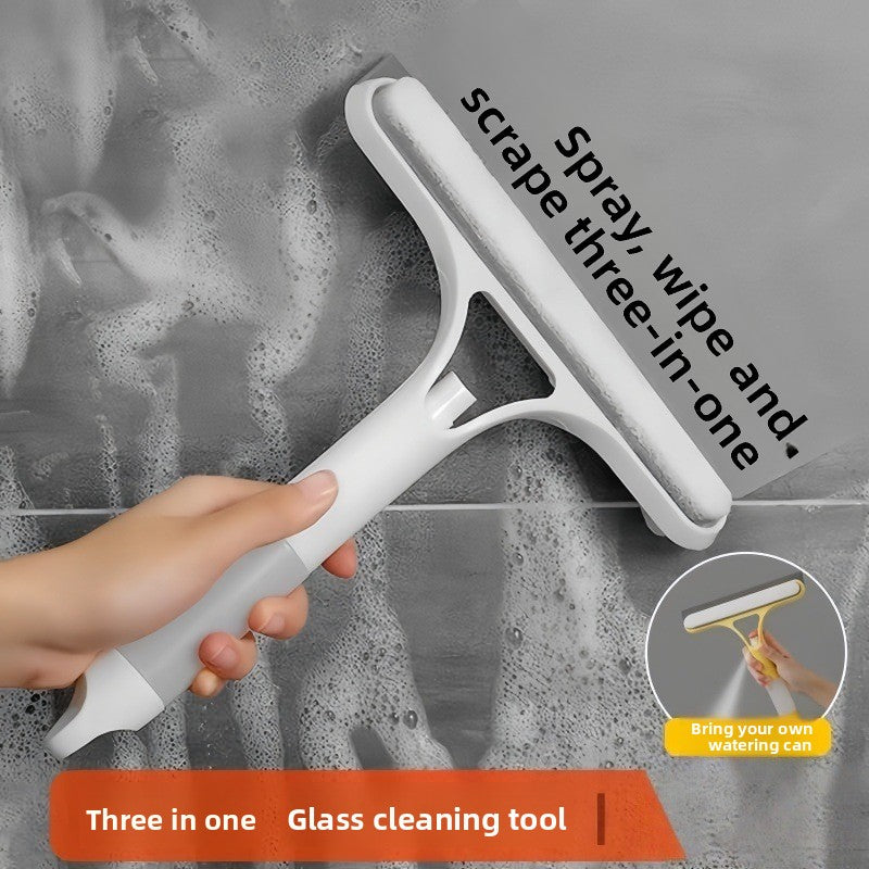 2-PCS Blue 3-in-1 Window Squeegee with Built-in Spray Bottle and TPR Scraper for Glass and Car Windshields Professional Multi-Purpose Local Cleaning Solution