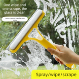 2-PCS Yellow 3-in-1 Window Squeegee with Built-in Spray Bottle and TPR Scraper for Glass and Car Windshields Professional Multi-Purpose Local Cleaning Solution - Front View