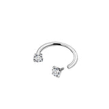 2-PCS White G23 Titanium Horseshoe Ring with 5A Zircon Internal Thread for Nose Ear Lip Septum Piercing Hypoallergenic Jewelry for Local Trendsetters