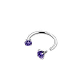 2-PCS Purple orchid G23 Titanium Horseshoe Ring with 5A Zircon Internal Thread for Nose Ear Lip Septum Piercing Hypoallergenic Jewelry for Local Trendsetters