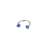 2-PCS Blue-violet G23 Titanium Horseshoe Ring with 5A Zircon Internal Thread for Nose Ear Lip Septum Piercing Hypoallergenic Jewelry for Local Trendsetters